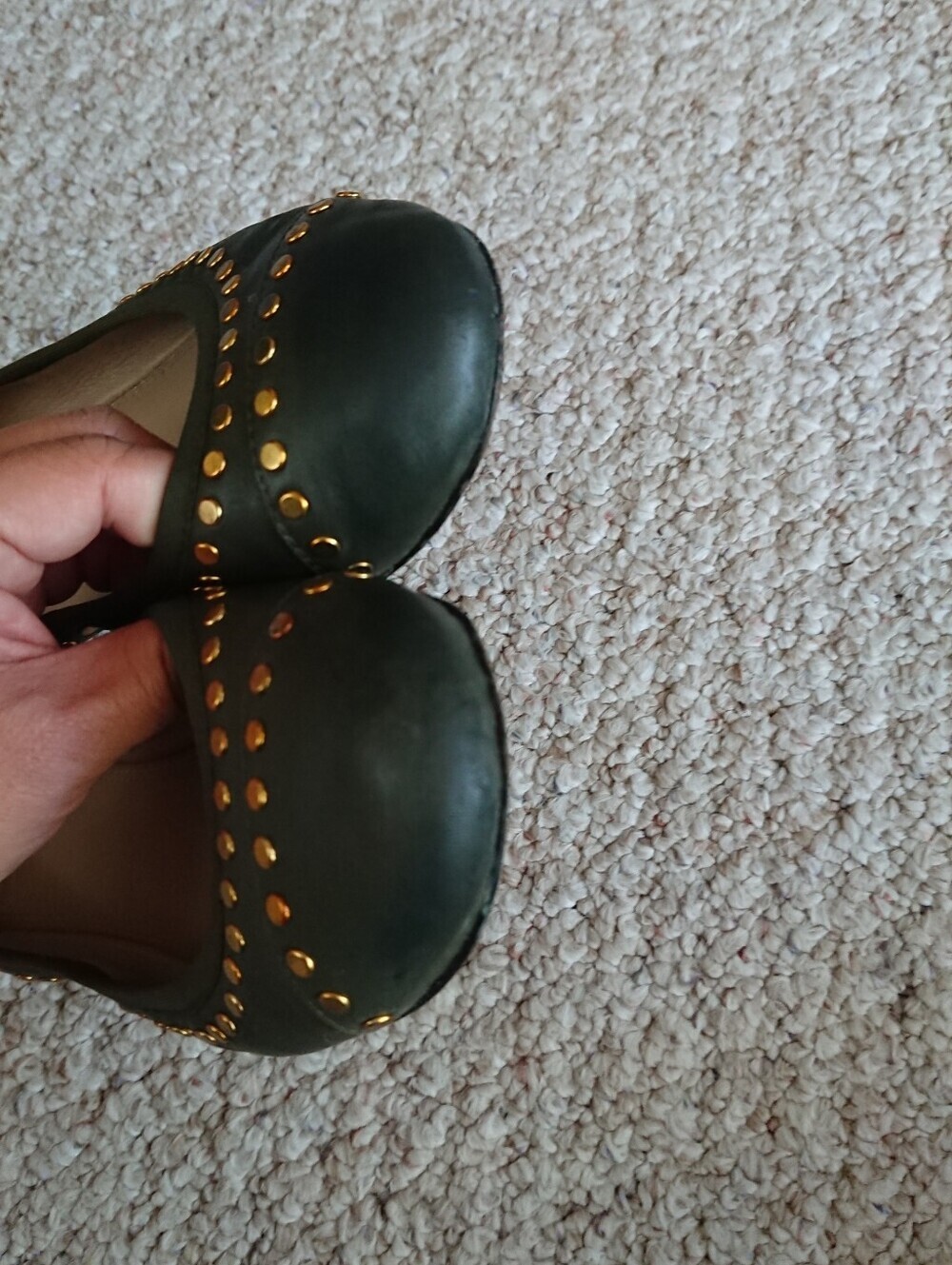 Tory Burch Holden gold tone Studded hunter green Ballet Flats size 7 - Picture 7 of 14
